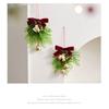 Fabric Red Velvet Bow Pendant Pine Cone Bell Christmas bell decoration Plastic Hanging Decoration Supplies
