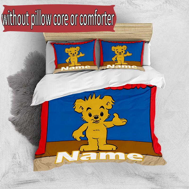 3pcs Duvet Cover Set (1*Duvet Cover + 2*Pillowcase, Without Core), Custom Name Bamse Pattern Bedding Set, Home Bedroom Decor Gift