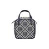 T Monogram 16 Classic Logo Print Zipper Closure Fabric And Leather Square Tote Shoulder Crossbody Bag Women Bags Navy-Blue 142529-405