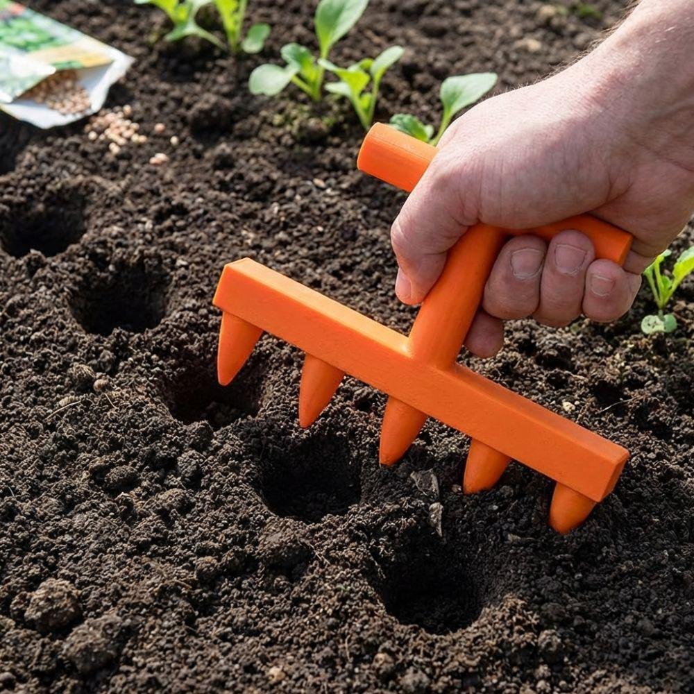 Plastic Handheld Sowing Tool 5-Prong Depth Marker Tool Seeder Spreader Planter  Flower Planting