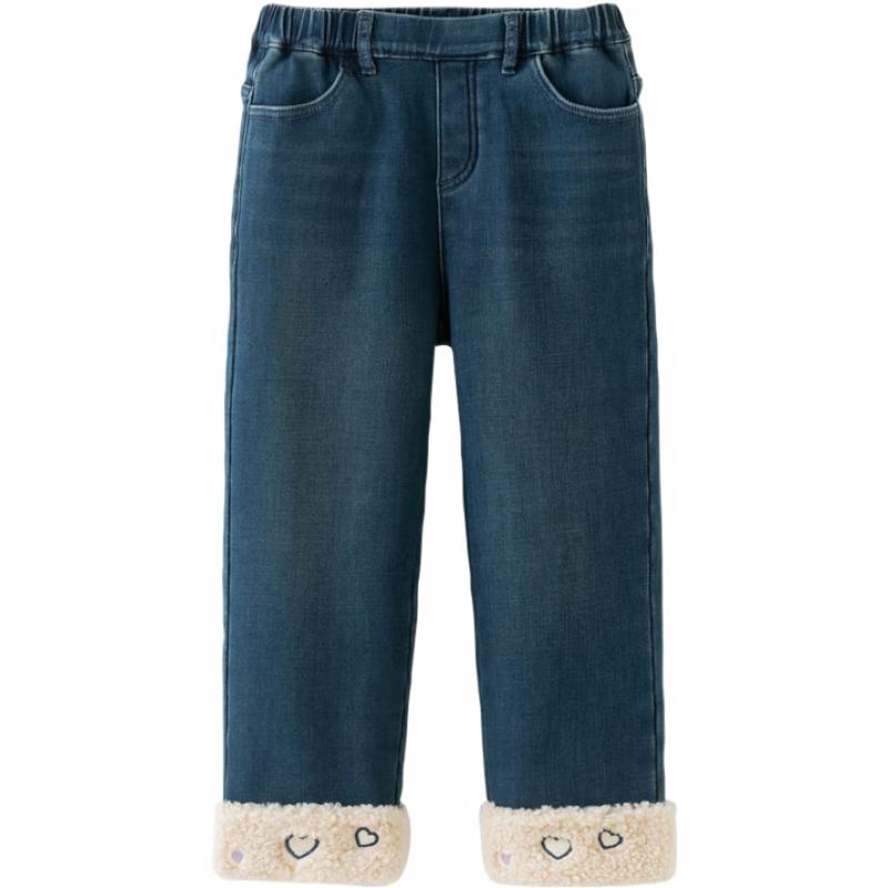 

DAVE & BELLA Girls Winter Plus Velvet Straight-Leg Denim Pants 110cm
