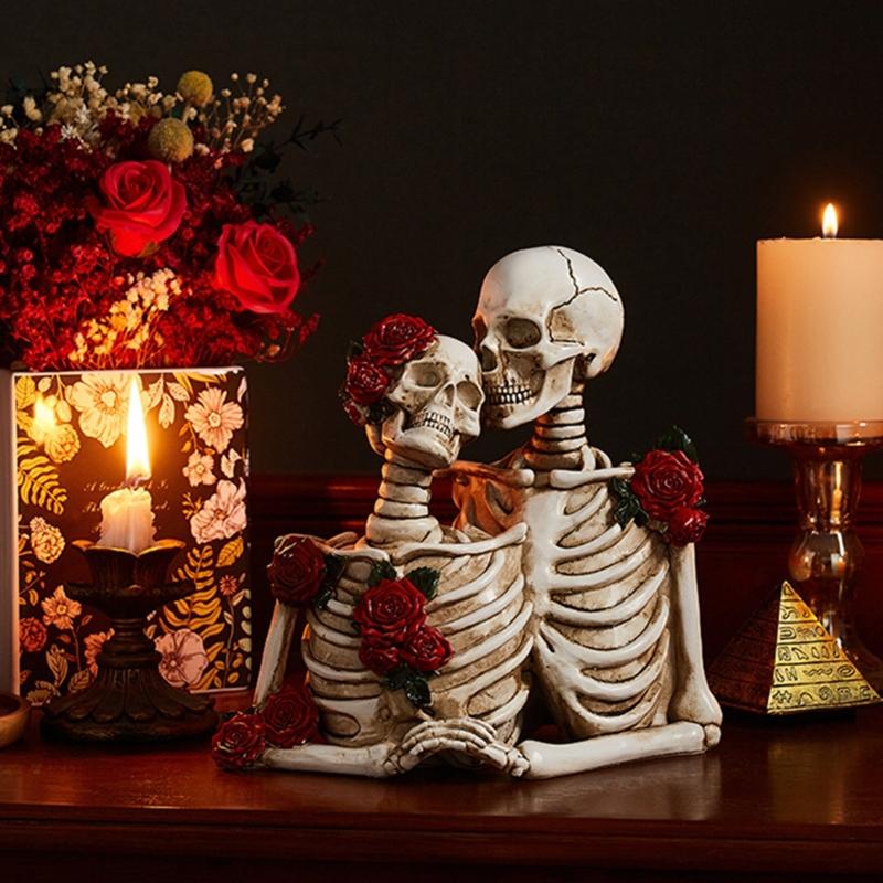 Elegant Resin Skull Decorations For Indoor Outdoor Halloween Party Centerpieces Detailed Hand Painted Artwork