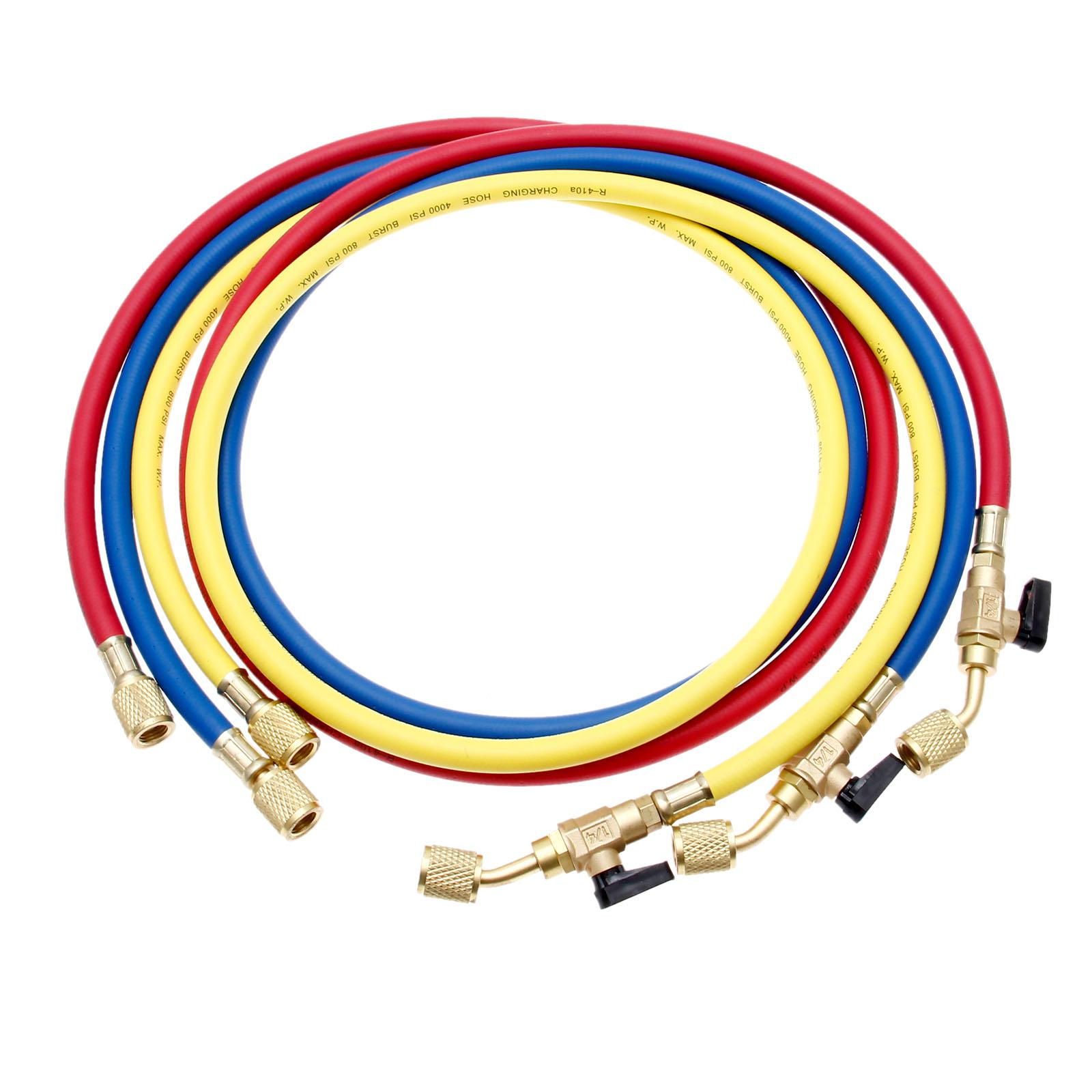 

3шт 60 ; R134A Шаровые краны для заправочного шланга переменного тока, 800 фунтов на квадратный дюйм, 1/4 дюйма; SAE для R410A R12 R22 R502 Заправка хладагента для автомобильного кондиционера