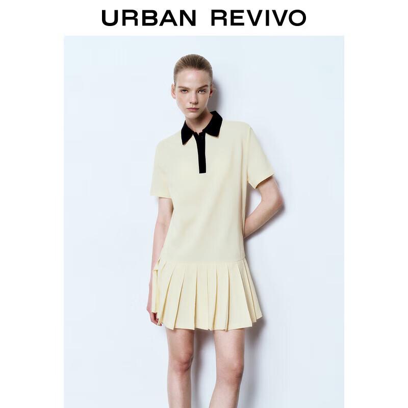 UR 2025 Spring Women's Collegiate Contrast Collar Mini Short-Sleeve Dress