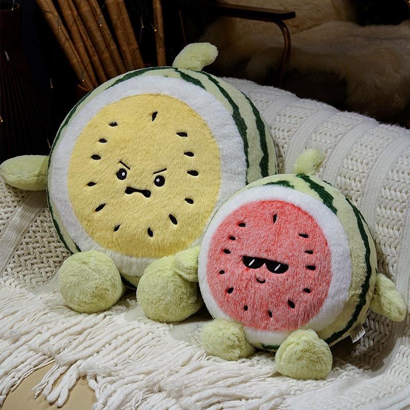 Cartoon Cute Expression Watermelon Throw Pillow Plush Toy Doll Watermelon Doll Home Sofa Pillow Doll