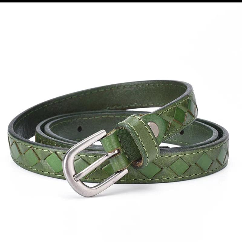 

Ремень женский молодежный модный повседневный кожаный ремень первый слой коровьей кожи ручной работы с пряжкой ремень женский 105cm зелёный