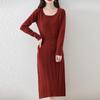 Women Sweater Dress 100% Wool MODERN NEW SAGA O-neck Knit Long Pullover Winter Jumpers Wool Long Dress Female