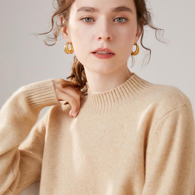 Fanzhen Women's Thickened Half-High Neck Cashmere Blend Sweater