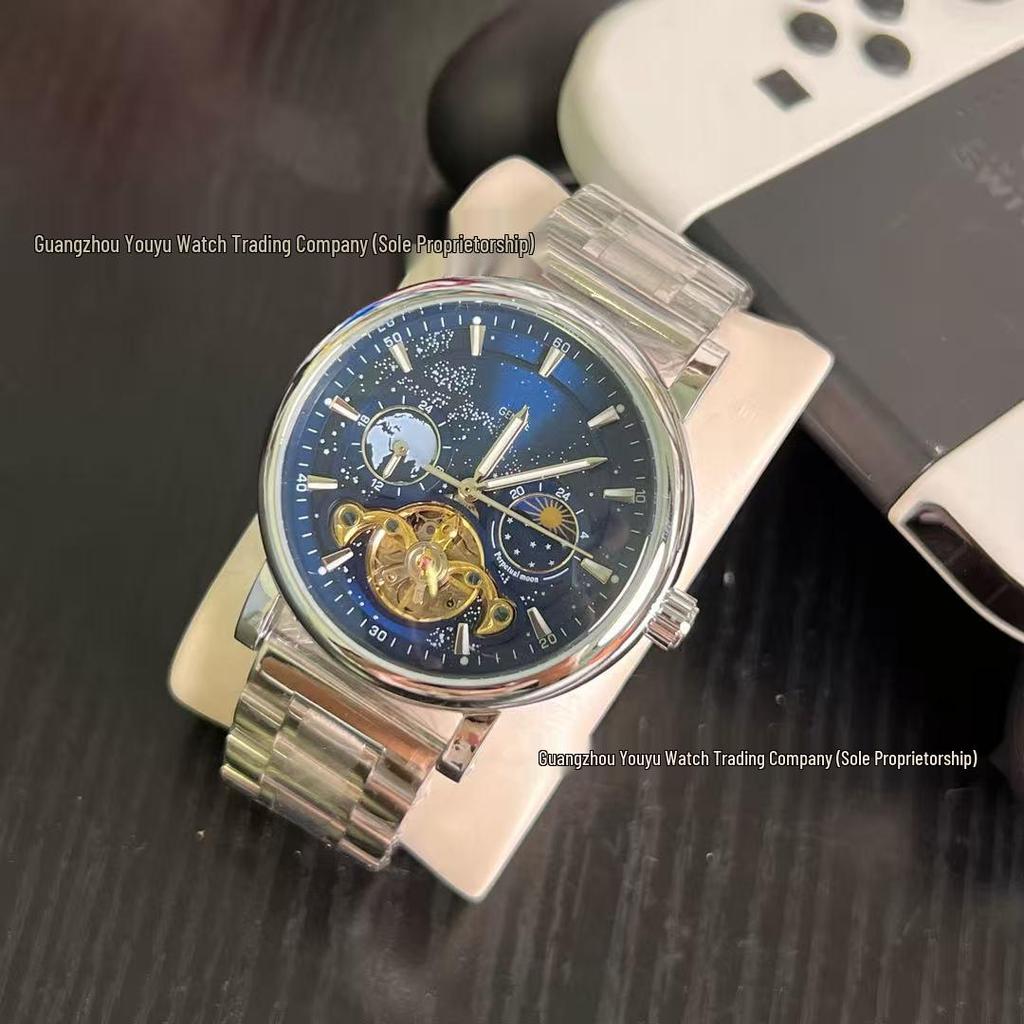 Orologio Meccanico Tourbillon da Uomo Fiume Stellato Fase Lunare - Completamente Automatico, Bestseller Transfrontaliero