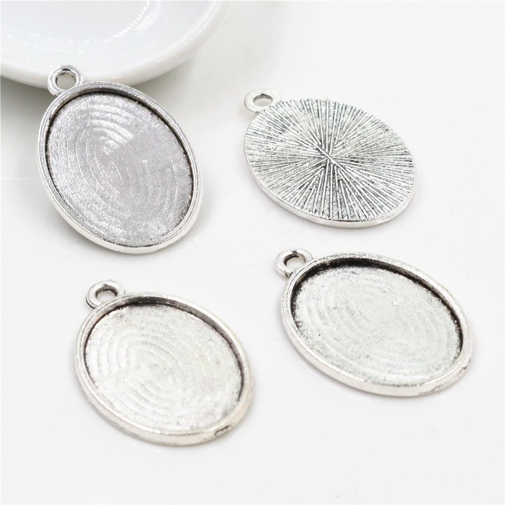10 Stück 18x25mm Innenmaß Ovaler Anhänger Cabochon Leere Basis Fassung Fassungsschale DIY Halskette Schmuckherstellung Zubehör Fundstücke