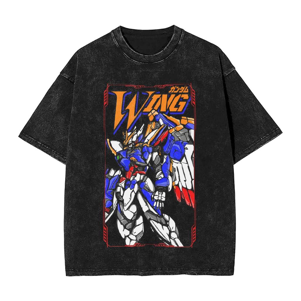 T-shirt Imprimé Graphique Anime RX Gundam Hommes et Femmes T-shirt Lavé Haute Qualité Coton Vintage Harajuku Haut