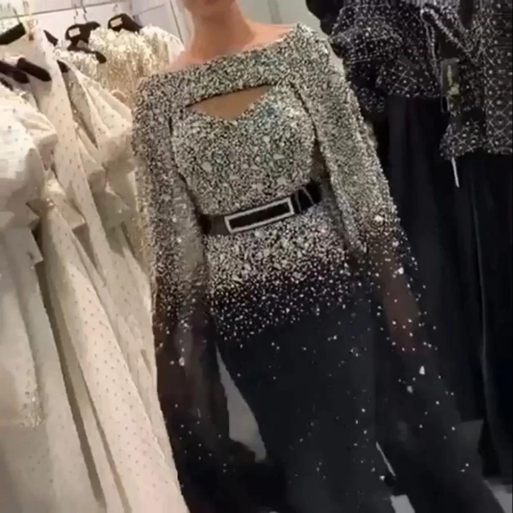 Herbst Winter Europäisch Amerikanisch Damen Gold Glitzer Sexy Umhang Fließendes Abendkleid Robe