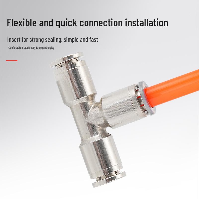 All-Copper High-Pressure Air Hose Quick Connector: PU6 Straight-Through, PE8 Three-Way, PG Reducing Air Pump, Pneumatic PYPV Fittings Plug
