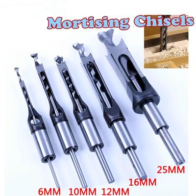 1Pc Square Hole Saw Mortise Chisel Wood Drill Bit With Twist Drill Angle Chisel Square Tenon Drill