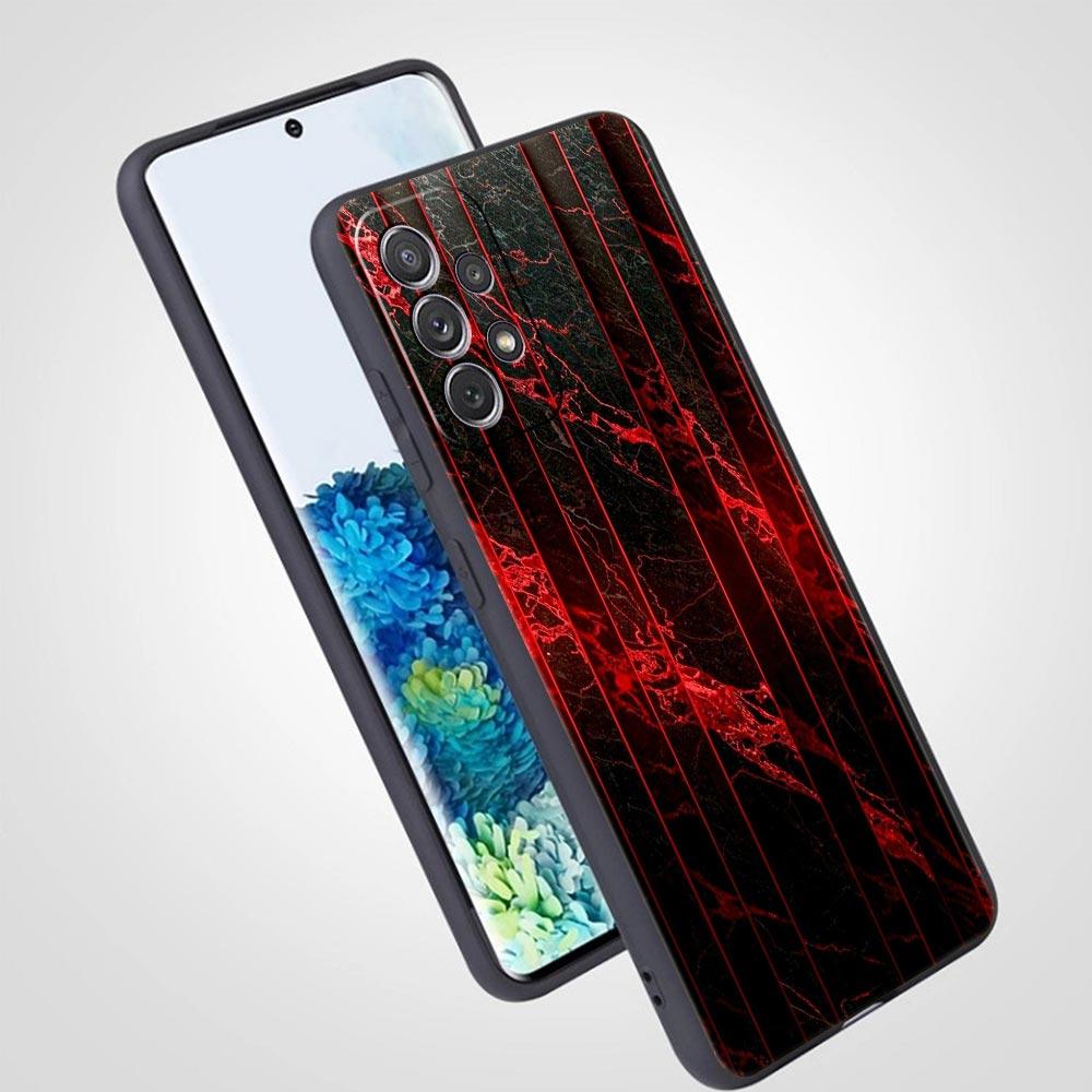 Black Red Ripple Art Phone Case for Samsung Galaxy A55 A35 A17 A07 A15 A13 A25 A51 A71 A72 A73 A32 A52 A52S A41 Soft TPU Shell