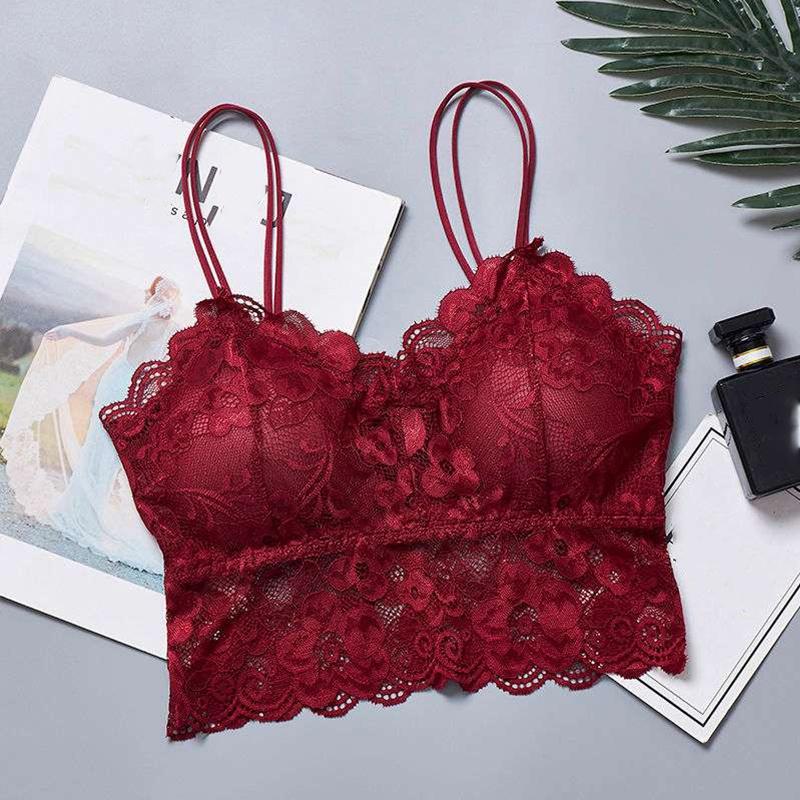 Sexy Riemchen-Bralette-BH, Camisole-Top, ärmellos, gehäkeltes Neckholder-Spitzen-Tanktop