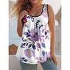 Summer Women's Large Size Colorful Creativity Portrait Flower 3D Printing Vest Loose Fashionable Comfortable Soft Breathable O Neck Sleeveless Vest