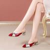 2025 summer new pointed half slippers women's middle heel bag fashion wear versatile sandals women's thick heel women's lazy drag