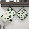 S 10.6*6.7 Inch Heat Resistant Oven Mitts Potholders Four-leaf Clover St. Parikh'S Day Is Fun Oven M