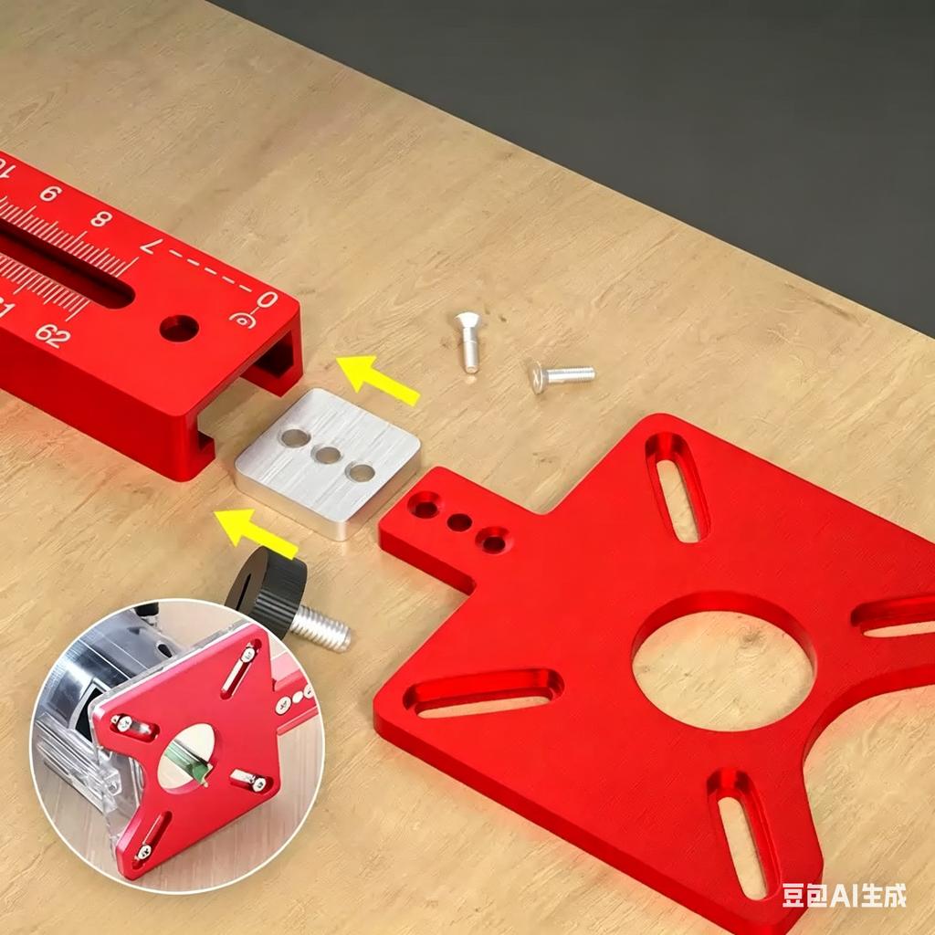 Aluminum 3-in-1 Router Slotting Jig Circular Radius Cutting Clamp Woodworking Cabinet Hardware Positioning Fixture Tool