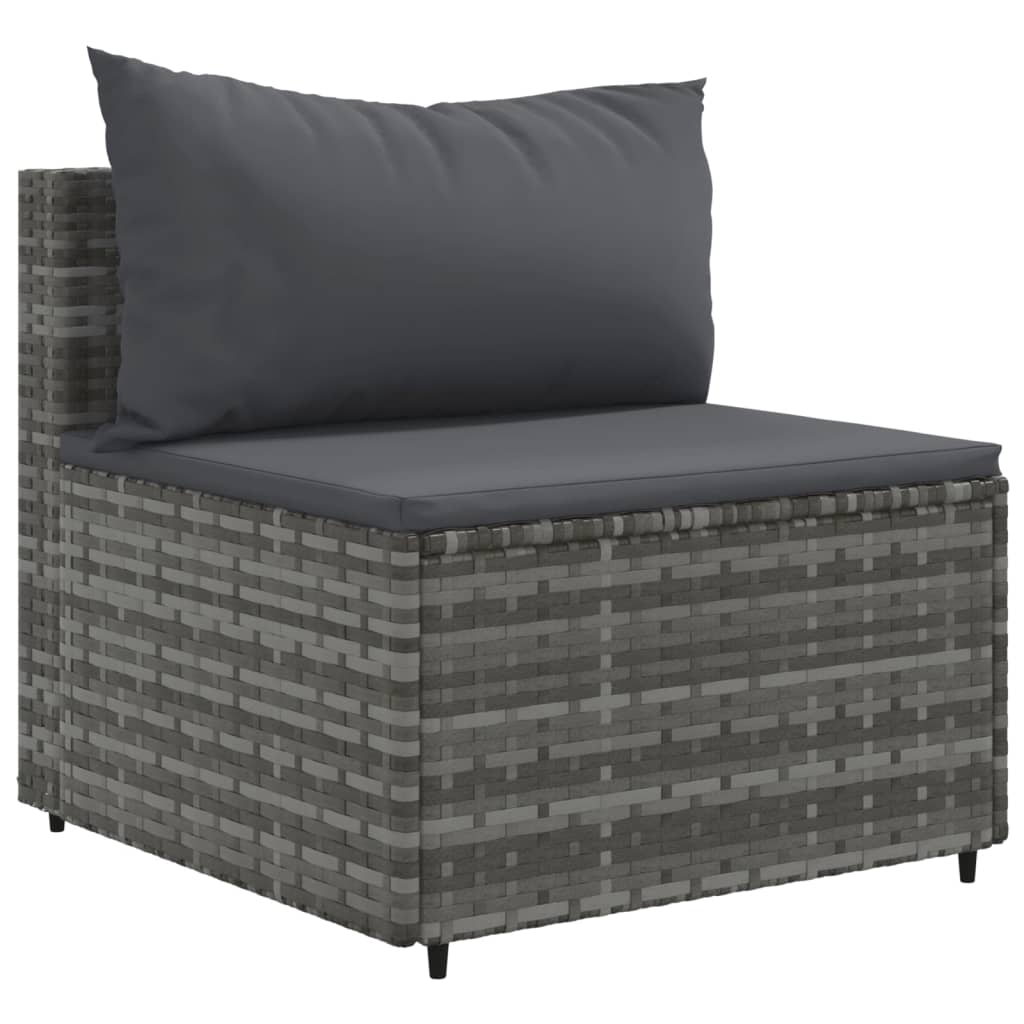 10 Piece Garden Lounge Set with Cushions Grey Poly Rattan