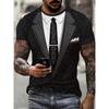 Fashion Men's T-shirts 3d Print Suit And Tie Pattern Plain Short Sleeved T-shirt For Men's Clothing High Street Streetwear Tops