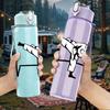 1PC Boxer Fighter Heartbeat Line Print 750ml Color Plastic Sports Water Bottle Leakproof Flip Straw Lid Suitable for Sports Office Home Use