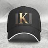 Golden Letter K Baseball Cap Minimalist Art Stripe Print Cotton Adjustable Sport Cap Casual Outdoor Adult