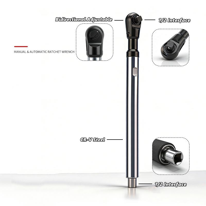 Offset Impact Extension Wrench, Self-contained Ratchet Extended Wrench High Torque Auto Repair Tool 1/2 Manual Automatic Tool