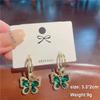 Green Hanging Earrinsg for Women Luxury Crystal Wedding Jewelry Imitation Pearl Drop Earrings new trend boucle oreille