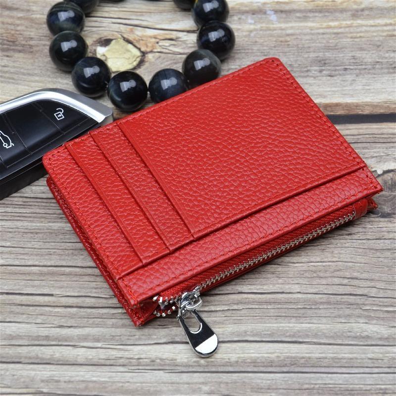 Men's Women Genuine Leather Bifold Wallet Multi Card Slots Accordion Zipper Coin Pocket Anti-theft Short Purse
