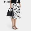 PORTS Silk Blend A-Line Midi Skirt