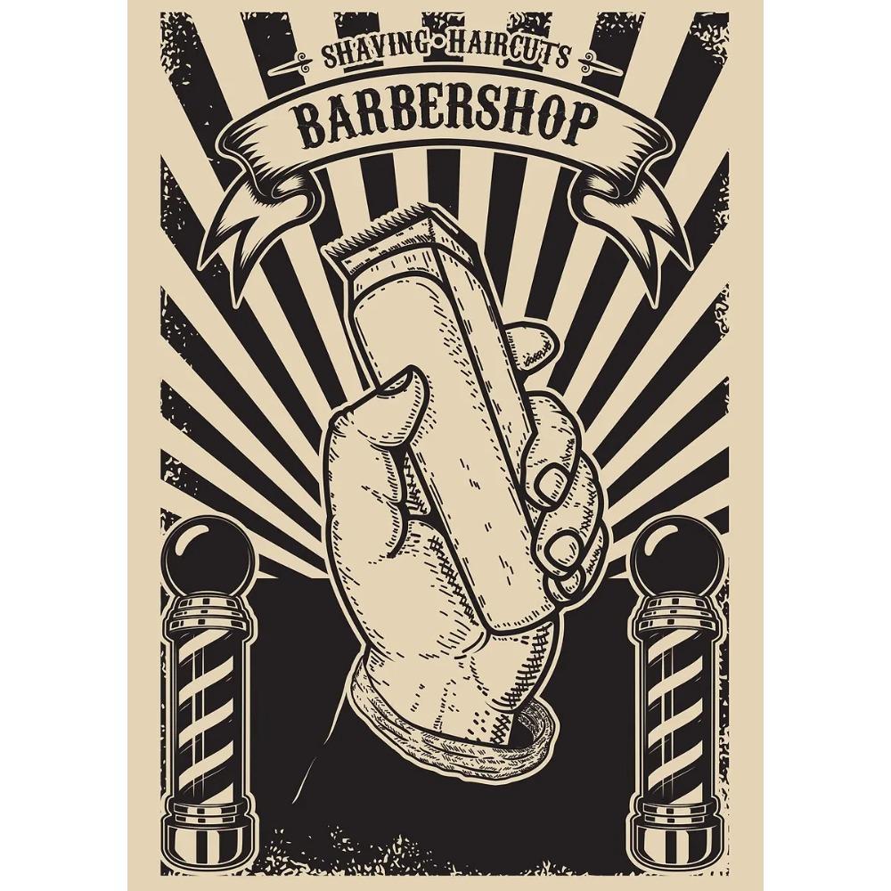 Vintage Friseursalon Poster Klassischer Friseurstuhl Werkzeuge Herrenrasur Drucke Leinwandmalerei Wandkunst Bilder Heim Wohnzimmer Dekor