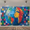 Mosaic World Globe National Flags Photography Backdrop Global Travel Classroom Educational Theme Shooting Photo Banner