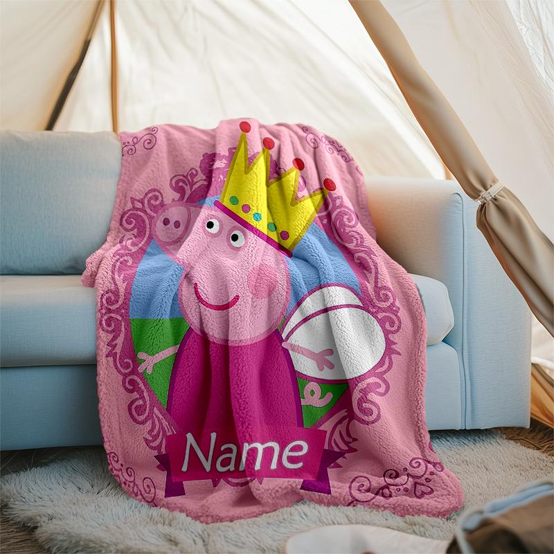 Personalized Custom Name Blanket - Peppa Pig Print Design,Blanket for Sofa,Bed,Travel,Camping - Soft and Warm, Great Gift