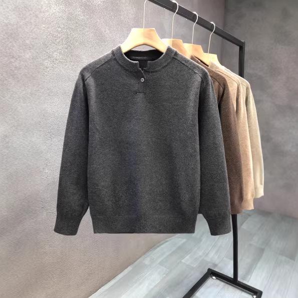 סוודר פולאובר סרוג אופנתי לבנים צעירים לסתיו-חורף