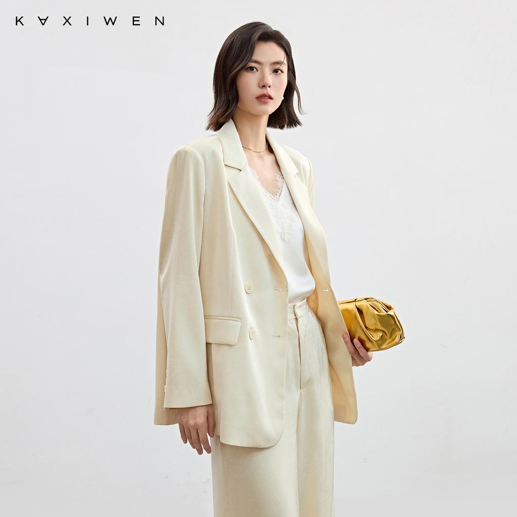 Qianwen Fashion Versatile Suit 2025 Autumn New Collection Simple Commuter Irregular Texture Embossed Solid Color Coat