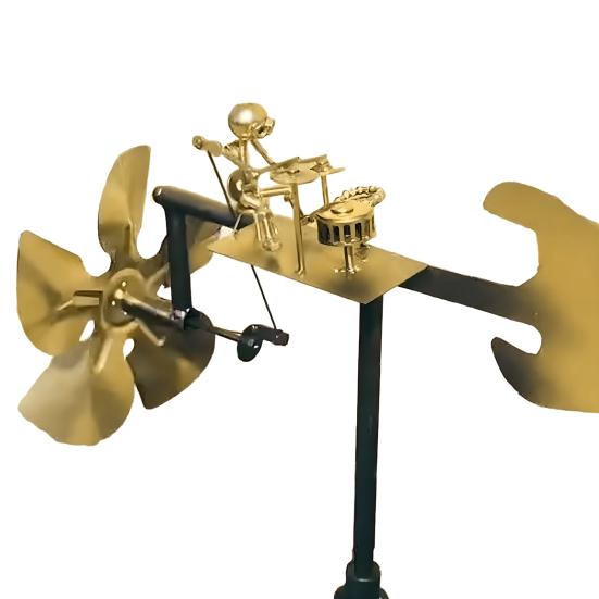 

Ручная работа Металлическая статуэтка барабанщика Ветряная мельница Перкуссионист Статуэтка Ветряная кинетическая скульптура барабанщика Ветряная вертушка