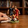 Resin Father and Son Playing Soccer Figurine Decorative Sports Sculpture for Home Office Display On Shelf or Desk