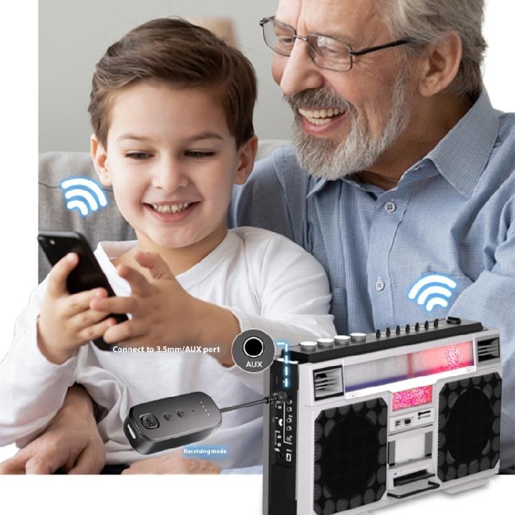 Wireless Bluetooth-compatible Sound Transmitters 3.5mm Auxes Receiver 15H Battery Lifes Low Latency 10m Ranges Car Home Stereos