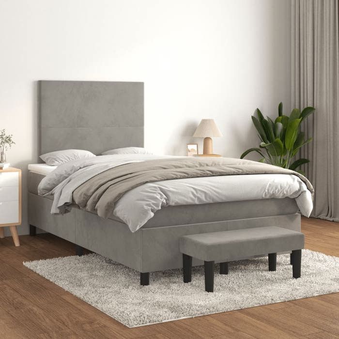 Maison Exclusive - Sommier à lattes de lit et matelas Gris clair 120x200cm Velours