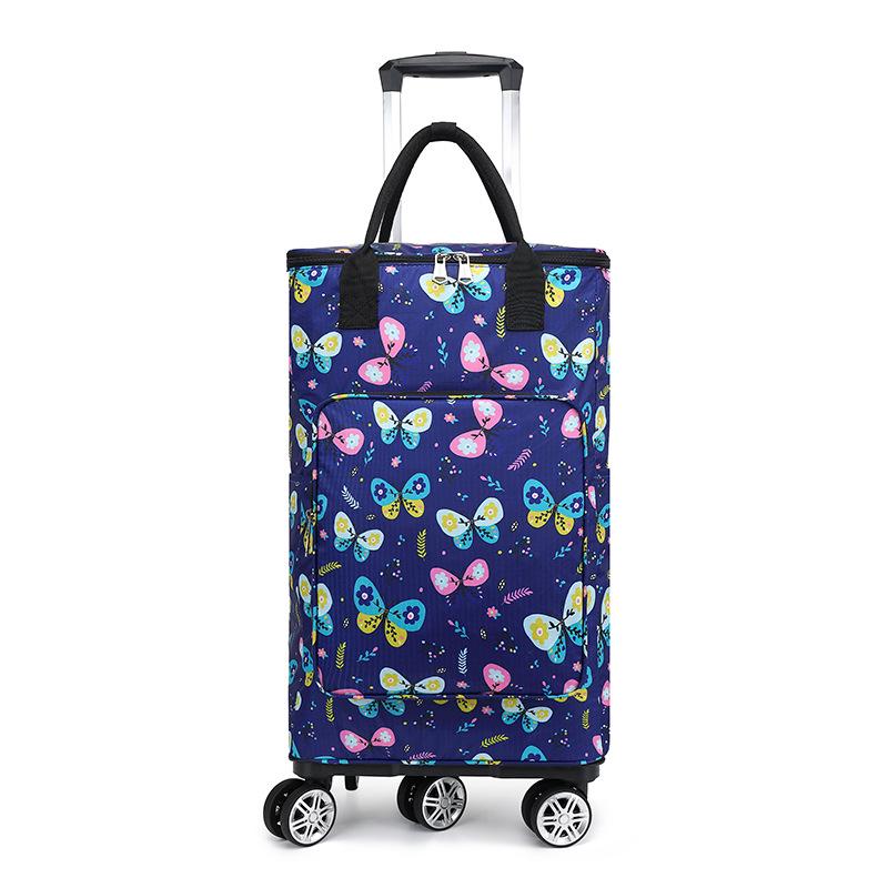 Folding Portable Grocery Shopping Cart with Bag - Household Supermarket Trolley