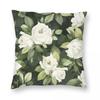 White Green Roses Blossom Square Pillowcase Polyester Linen Velvet Creative Zip Decor Throw Pillow Case Home Cushion Case