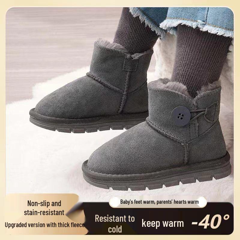 

Children s Winter Snow Boots, Thickened Plus Velvet, Warm, Breathable, Non-Slip, Soft Sole, Boys & Girls Cotton Shoes. 33