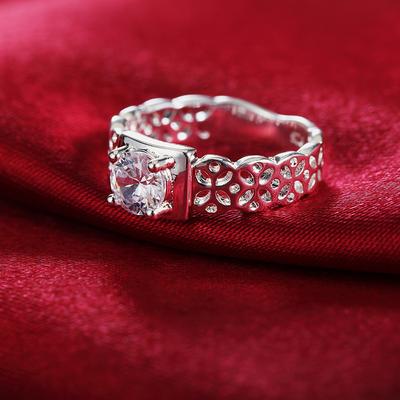 925 Sterling Silver AAA zirkonový prsten s dutým vzorem Módní svatební šperky