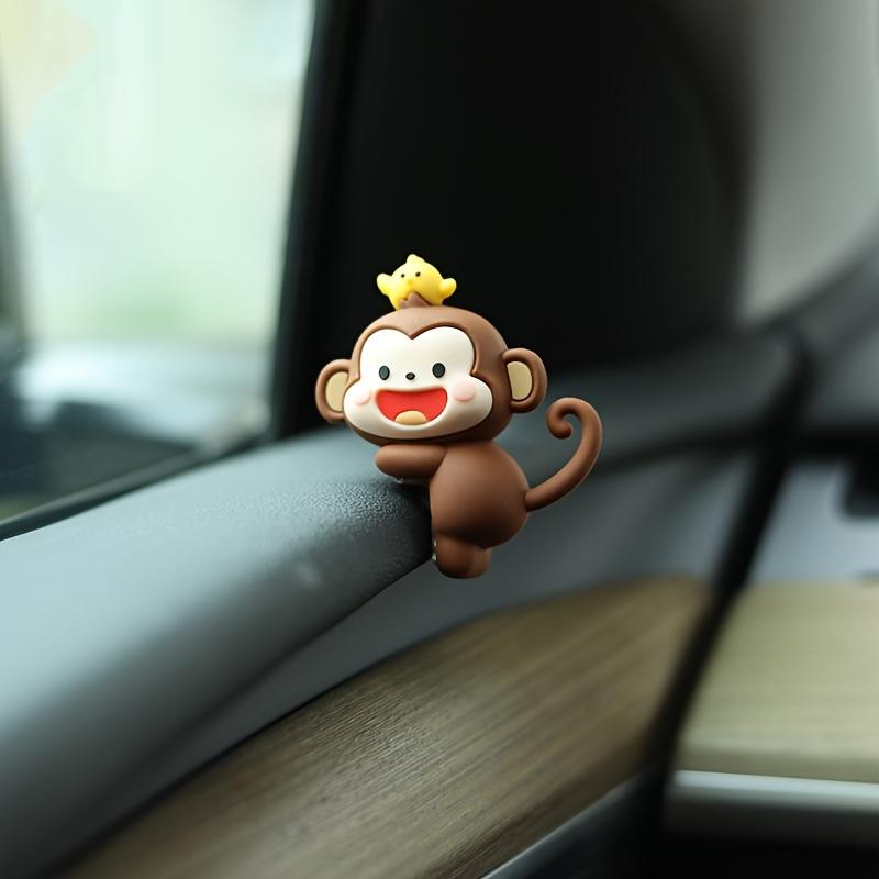 Adorable Mini Monkey Car Ornament - TPU, Fits Rearview Mirror & Dashboard Decor