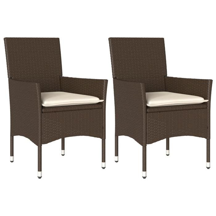 VidaXL Set of 2 Garden Chairs with Cushions, Seats with Armrests, Armchairs with Backrest, Patio Furniture, 368110
