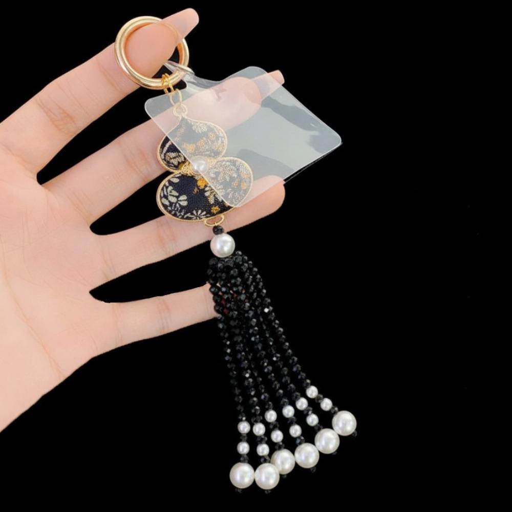 

Beaded Tassel Mobile Phone Lanyard National Style Gourd Mobile Phone Charm Lanyard Patch чорний