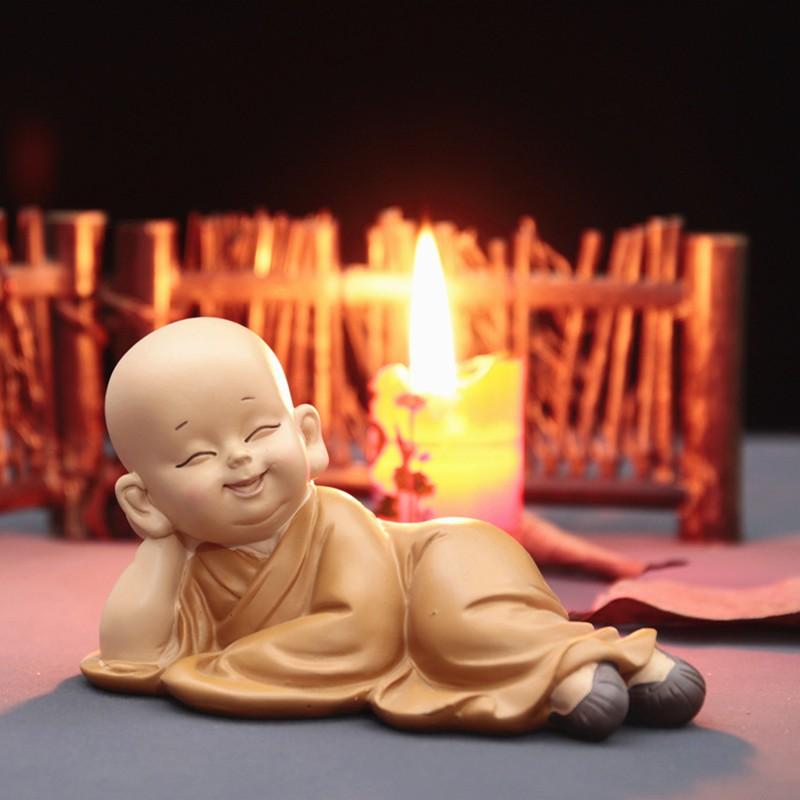 Statua Di Buddha In Arenaria – Set Da 2 Ornamenti Minimalisti Fatte A Mano, Statuette Monaco Zen, Decorazione Per Acquario E Scrivania, 4,5x5x7 Cm