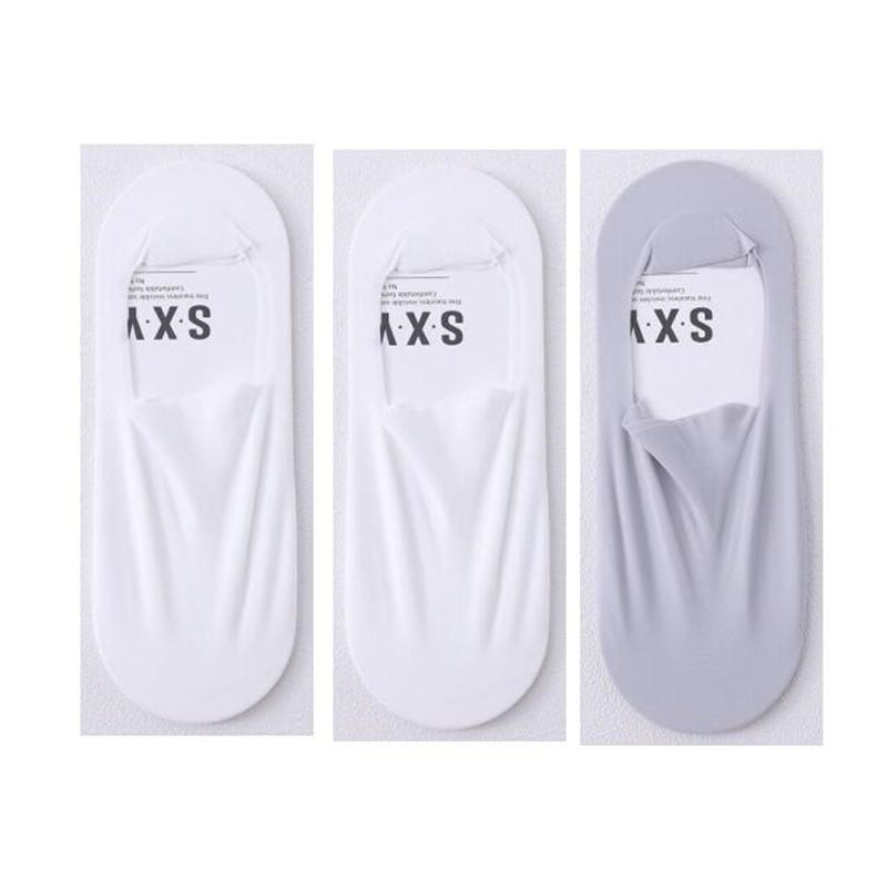 6 Pcs=3 Pairs Ultra-thin Men's Summer Ice Silk Boat Socks Male Shallow Mouth Silicone Invisible Socks Cotton Bottom
